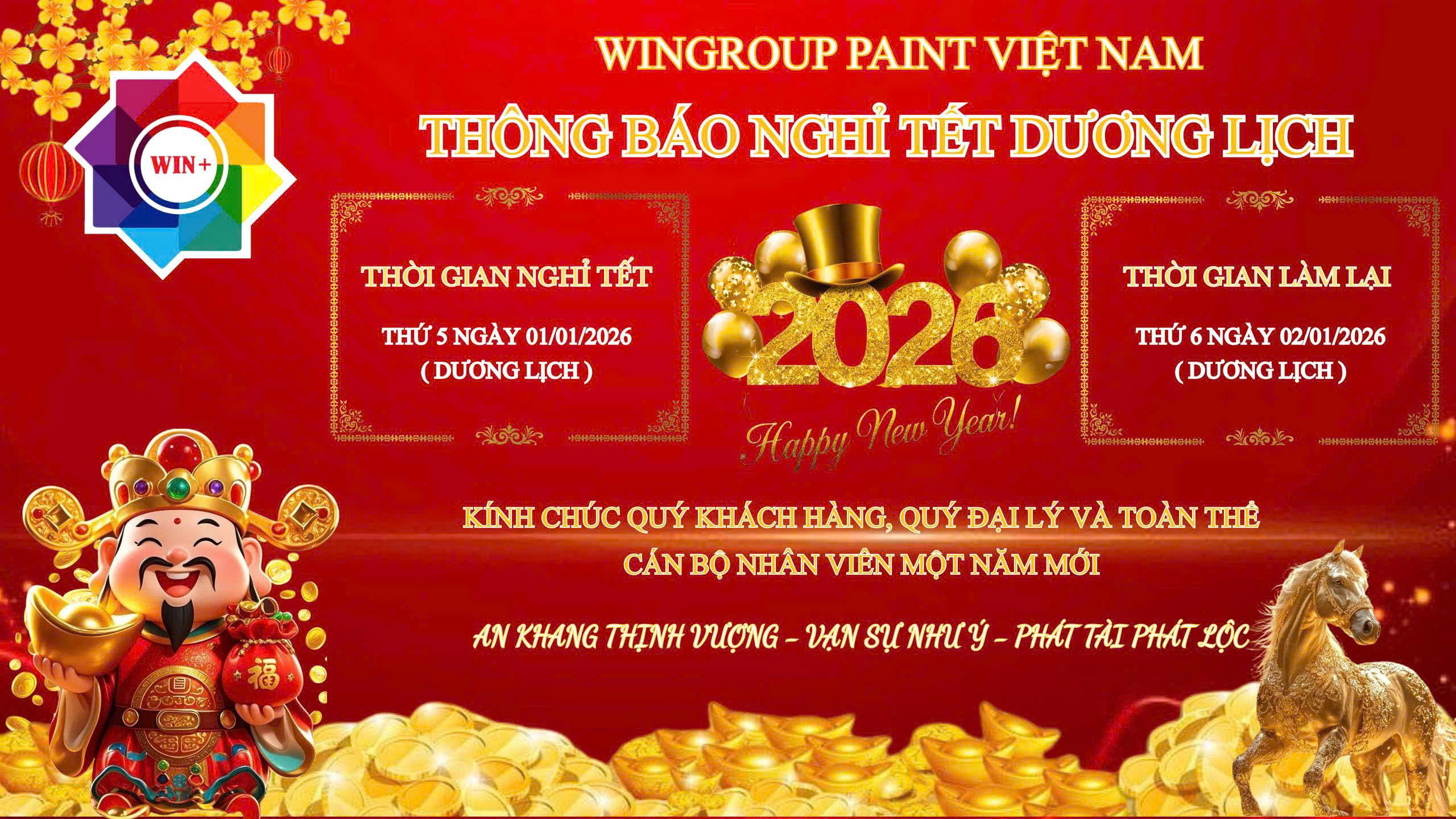 LỊCH NGHỈ TẾT DƯƠNG LỊCH